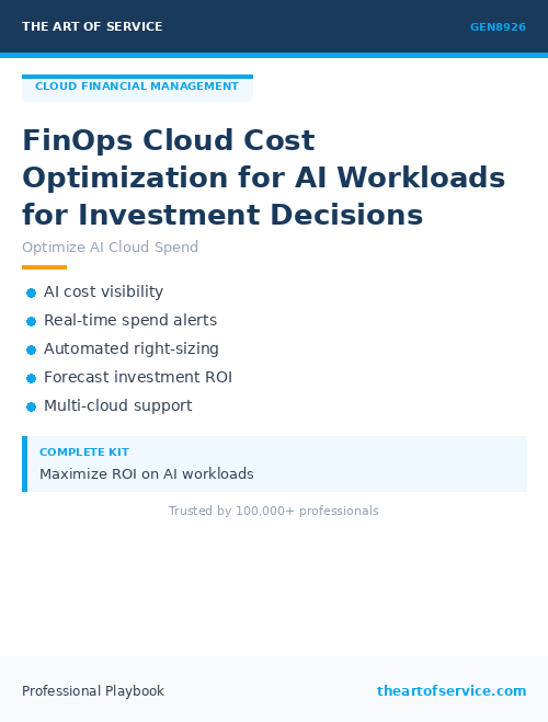 GEN8926 FinOps Cloud Cost Optimization for AI Workloads for Investment Decisions