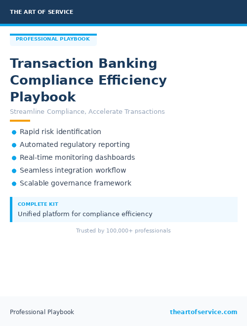 Transaction Banking Compliance Efficiency Playbook