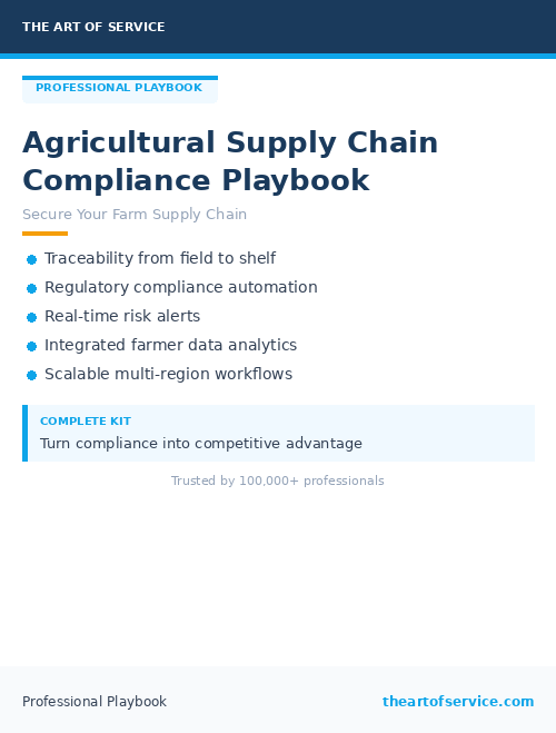 Agricultural Supply Chain Compliance Playbook