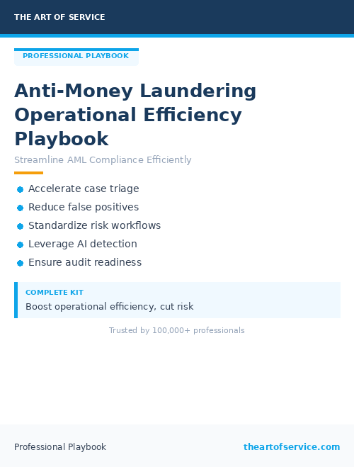 Anti-Money Laundering Operational Efficiency Playbook
