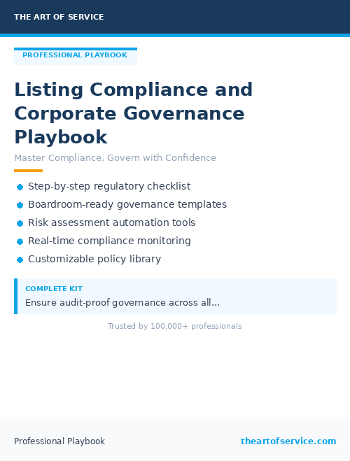 Listing Compliance and Corporate Governance Playbook