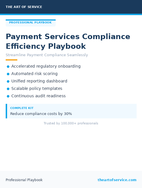 Payment Services Compliance Efficiency Playbook