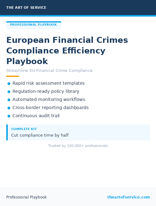 European Financial Crimes Compliance Efficiency Playbook