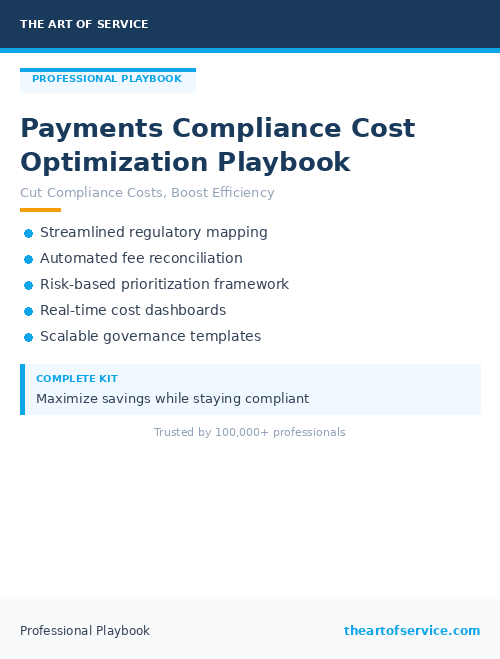 Payments Compliance Cost Optimization Playbook