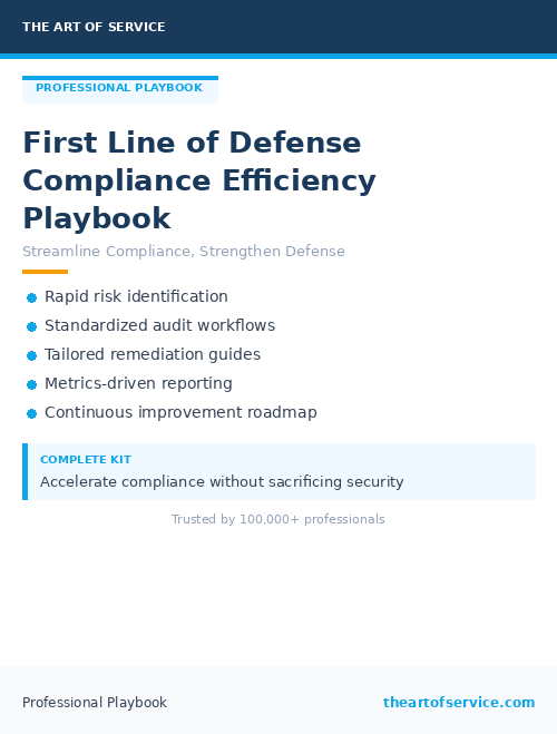 First Line of Defense Compliance Efficiency Playbook