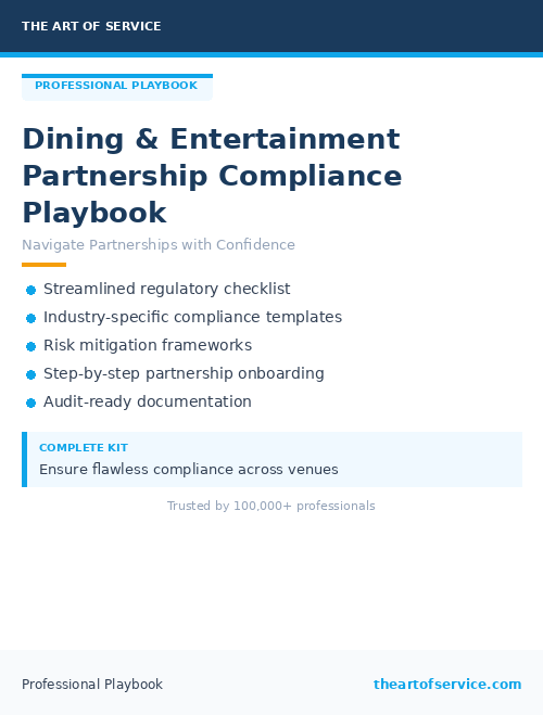 Dining & Entertainment Partnership Compliance Playbook