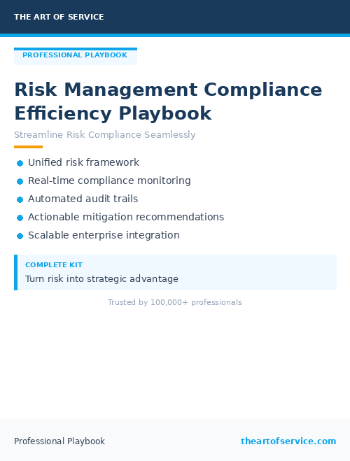 Risk Management Compliance Efficiency Playbook