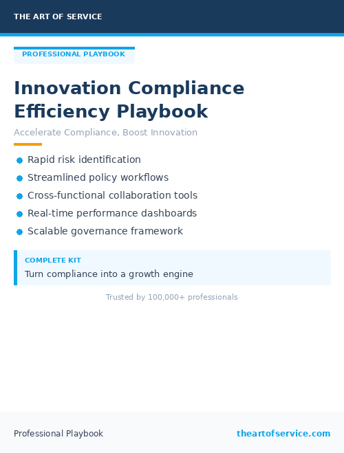 Innovation Compliance Efficiency Playbook