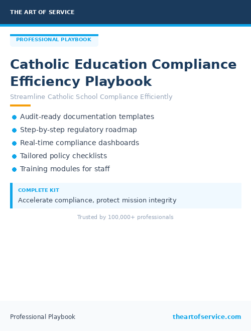 Catholic Education Compliance Efficiency Playbook