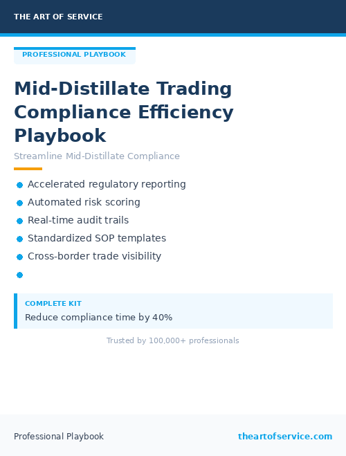 Mid-Distillate Trading Compliance Efficiency Playbook