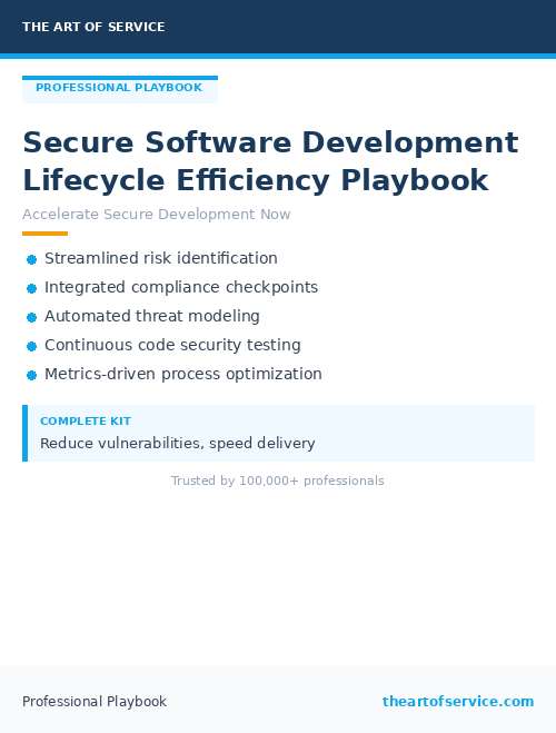 Secure Software Development Lifecycle Efficiency Playbook