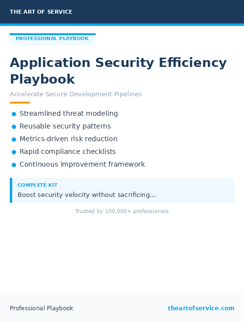 Application Security Efficiency Playbook