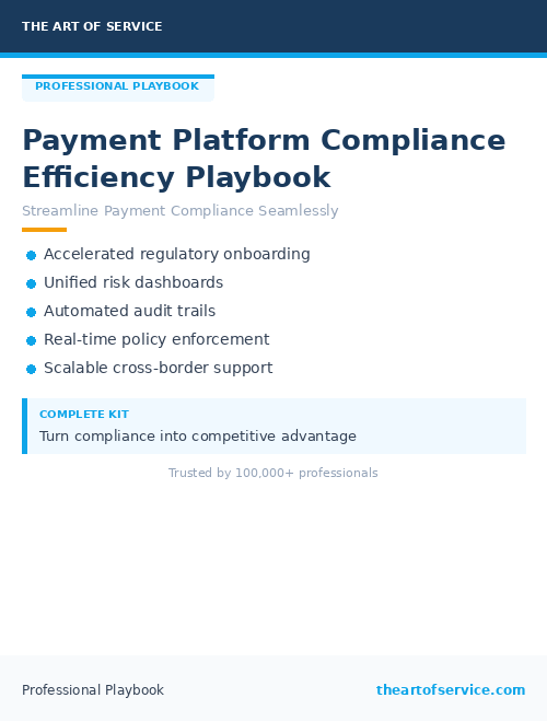 Payment Platform Compliance Efficiency Playbook