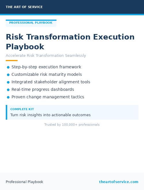 Risk Transformation Execution Playbook