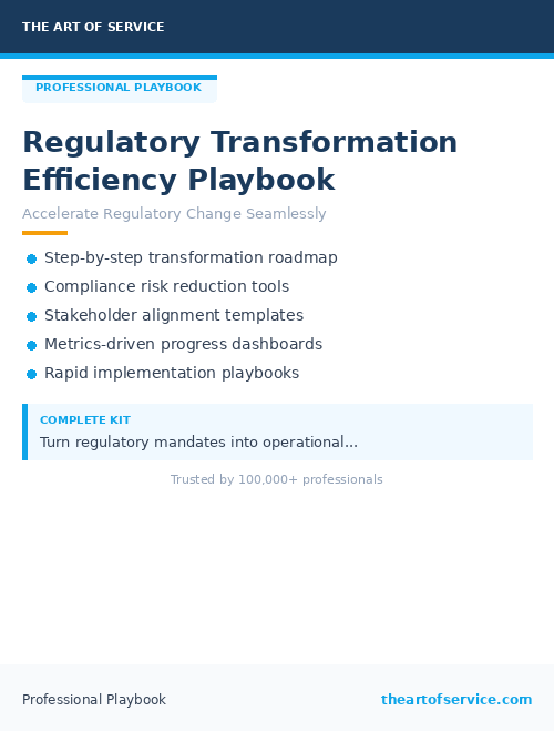 Regulatory Transformation Efficiency Playbook