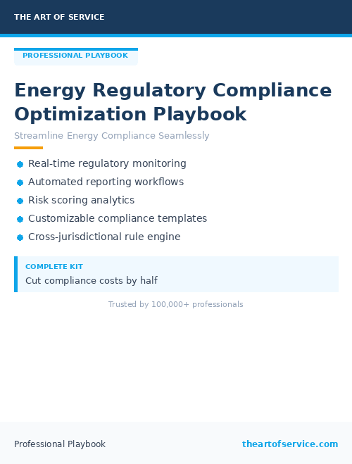 Energy Regulatory Compliance Optimization Playbook