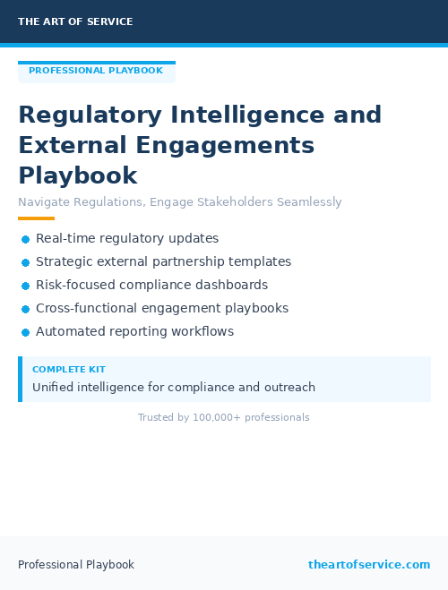 Regulatory Intelligence and External Engagements Playbook