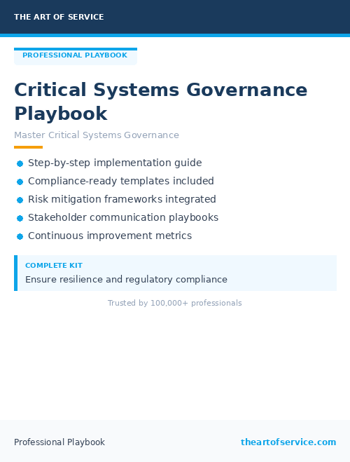 Critical Systems Governance Playbook