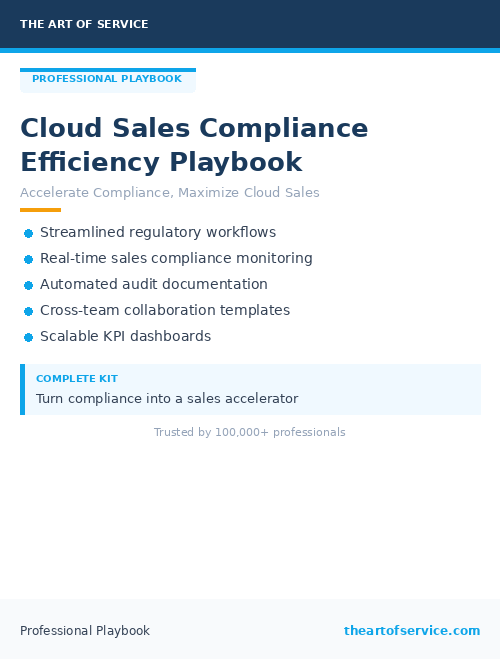 Cloud Sales Compliance Efficiency Playbook
