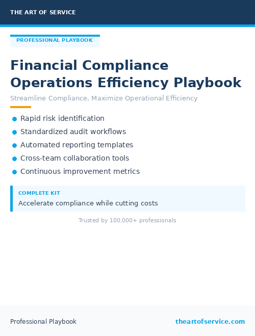Financial Compliance Operations Efficiency Playbook