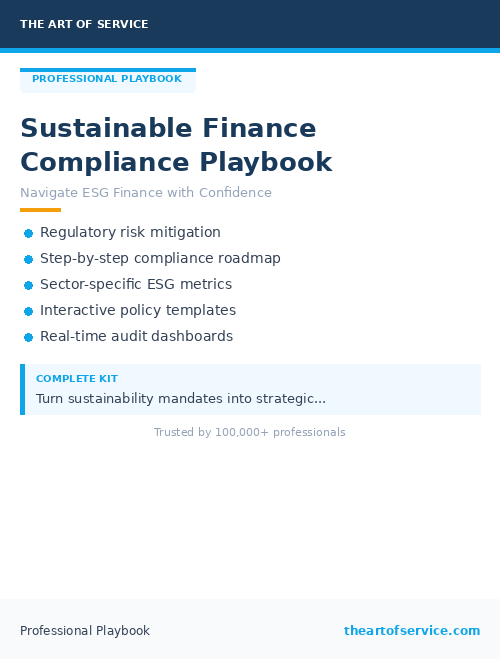 Sustainable Finance Compliance Playbook