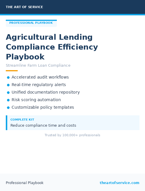 Agricultural Lending Compliance Efficiency Playbook