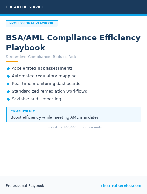 BSA/AML Compliance Efficiency Playbook