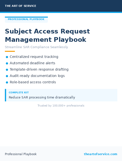 Subject Access Request Management Playbook