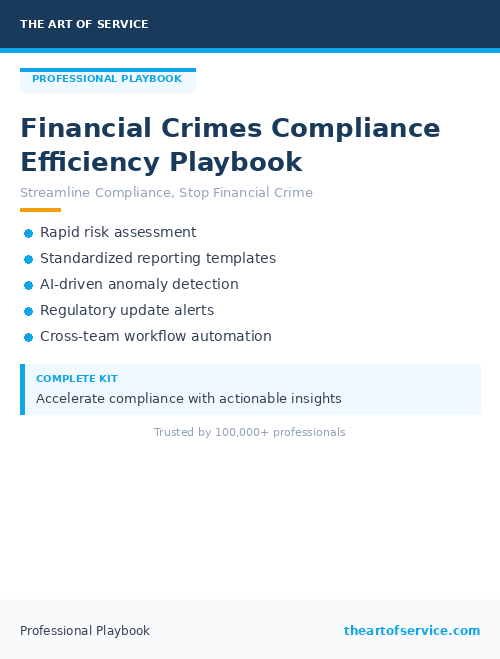 Financial Crimes Compliance Efficiency Playbook