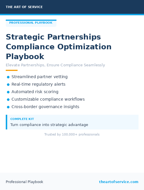 Strategic Partnerships Compliance Optimization Playbook