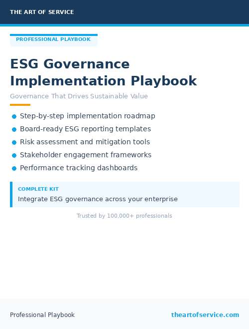 ESG Governance Implementation Playbook
