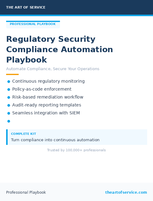 Regulatory Security Compliance Automation Playbook