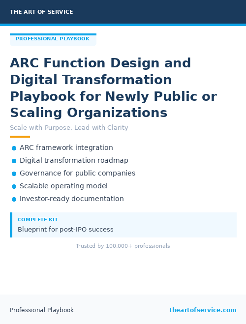ARC Function Design and Digital Transformation Playbook for Newly ...