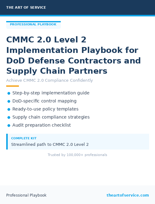 CMMC 2.0 Level 2 Implementation Playbook for DoD Defense Contractors ...