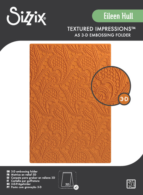 Sizzix 3D Textured Impressions A5 Embossing Folder - Lacy Leaves by Eileen Hull 666977