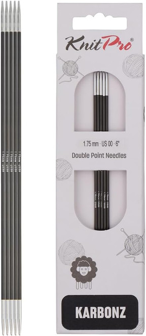 KnitPro Karbonz Double Pointed Needles 6"(15cm) | US Size 00 (1.75mm) #41104