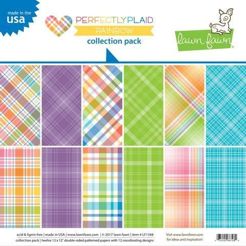 Lawn Fawn Double-Sided Collection Pack 12' x 12' Paper - LF1348 Perfectly Plaid Rainbow