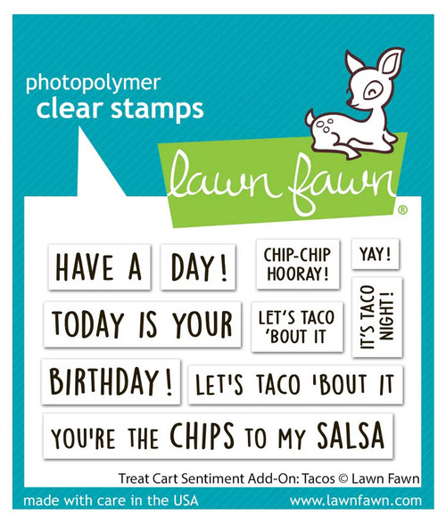 Lawn Fawn Stamps treat cart sentiment add-on: tacos LF3780