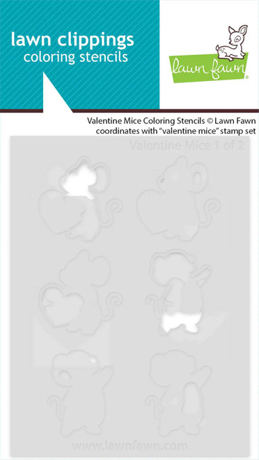 Lawn Fawn Coloring Stencils Valentine Mice LF3610