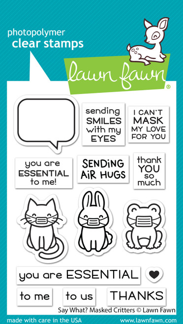 Lawn Fawn Stamp Set LF2560 say what? masked critters