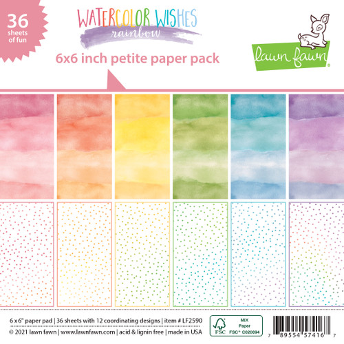 Lawn Fawn petite paper pack LF2590 watercolor wishes rainbow petite paper pack