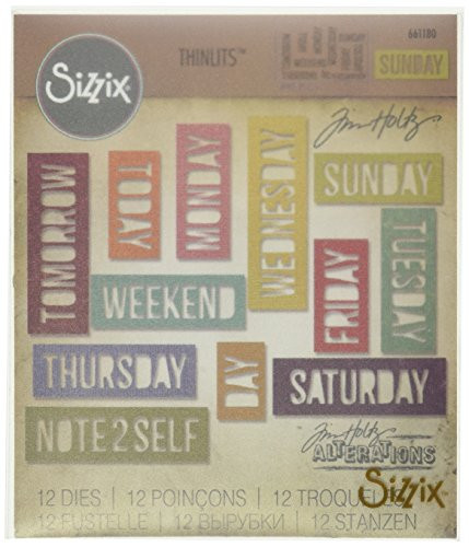 Sizzix Thinlits Die Set 12PK - 661180 Daily Words Block by Tim Holtz