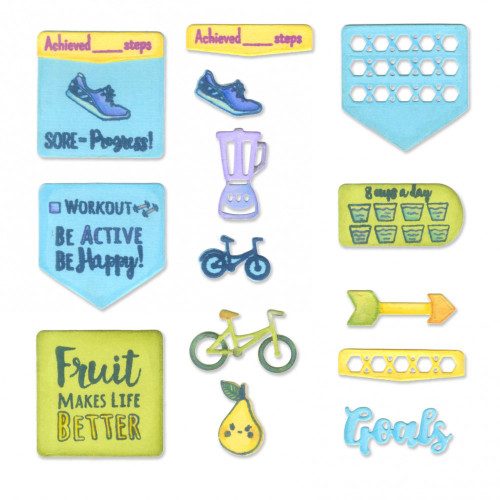 Sizzix Framelits Die Set w/Stamps - 661971 Health & Fitness Planner by K Lizardi