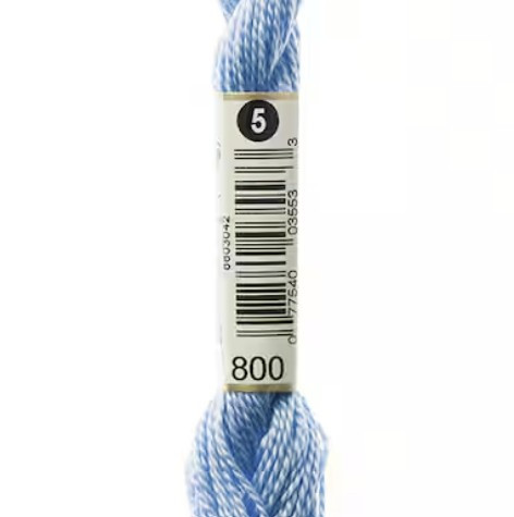 DMC 115 5-800 Pearl Cotton Thread, Pale Deft Blue, Size 5