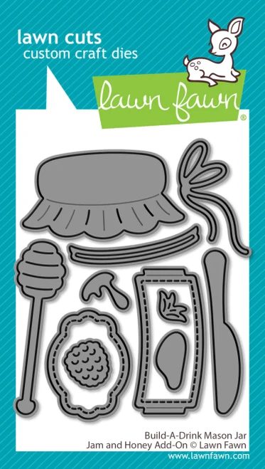 Lawn Fawn die build-a-drink mason jar jam and honey add-on