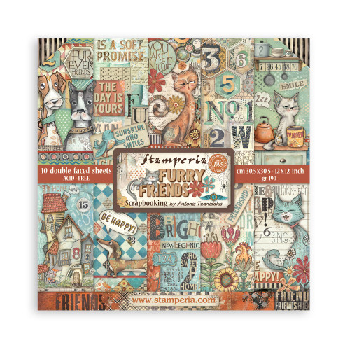 Stamperia 12" Paper Pad - Furry Friends