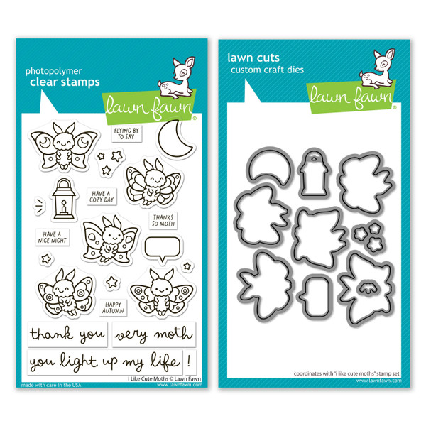 Lawn Fawn I Like Cute Moths - Stamps & Dies