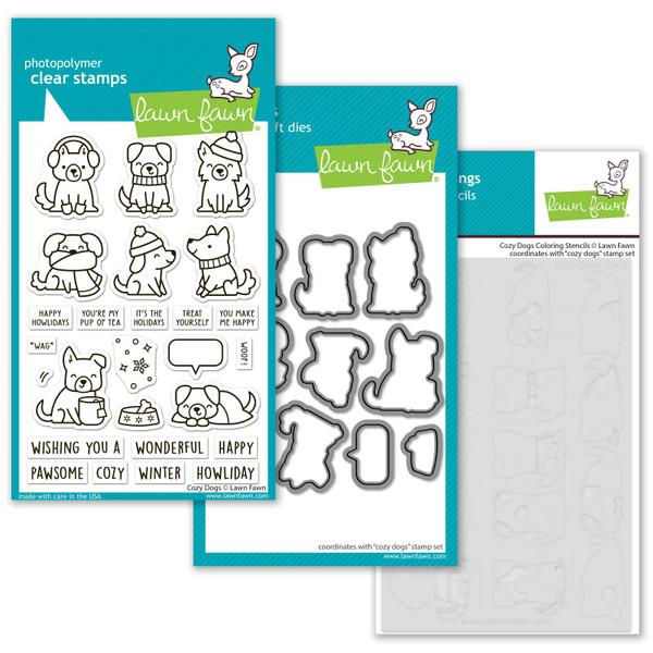 Lawn Fawn Cozy Dogs - Stamps, Dies & Coloring Stencil