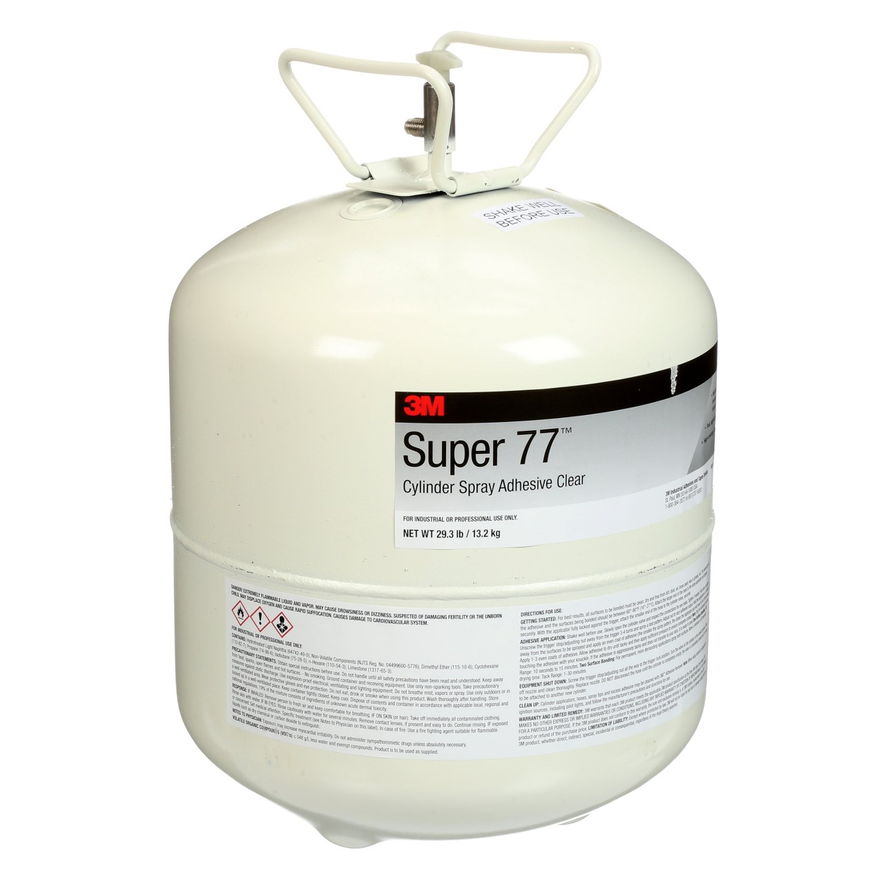 3M Super 77 Cylinder Spray Adhesive Clear, Large Cylinder (Net Wt. 29.3  lbs), 1 per case - Sabre Industrial Supplies