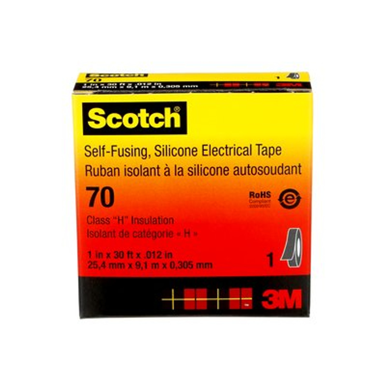 Scotch Self-Fusing Silicone Rubber Electrical Tape, 70, 1 in x 30 ft -  Sabre Industrial Supplies